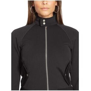 Lauren Ralph Lauren Black Viscose Blend Zip Lightweight Ribbed Jacket Size M